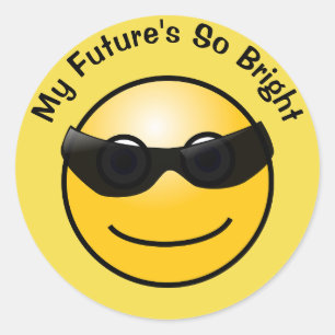 Sött Emoji med Solglasögon Min Framtid är Så Ljus Runt Klistermärke