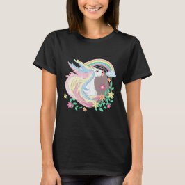Sött Enhörning med Blommor Magisk Enhörning Konst T Shirt