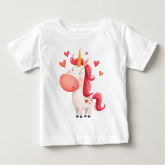 Sött Enhörning med Hjärtan – Magiska Barn T Shirt