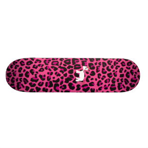 Sött enhörningsmönster i rosa leopardtryck skateboard bräda 19,5 cm