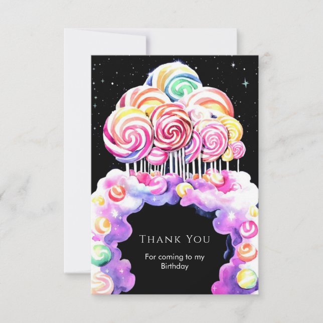 Sött Enkelt Candyland Födelsedagsfirande Tack Kort (Framsida)