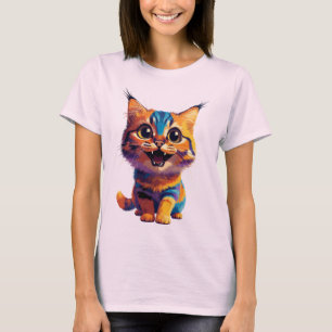 Sött enkelt design färg katt älskare t shirt