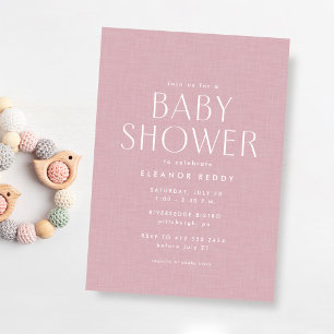 Sött enkelt rosa baby shower inbjudningar