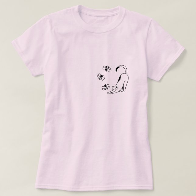Sött Enkelt Rosa Katt  T Shirt (Design framsida)