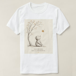 Sött Estetiskt Teddybjörn Höstlöv Minimalistisk T Shirt