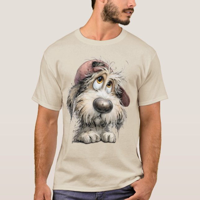 Sött Excentrisk Hund Ritning T Shirt (Framsida)