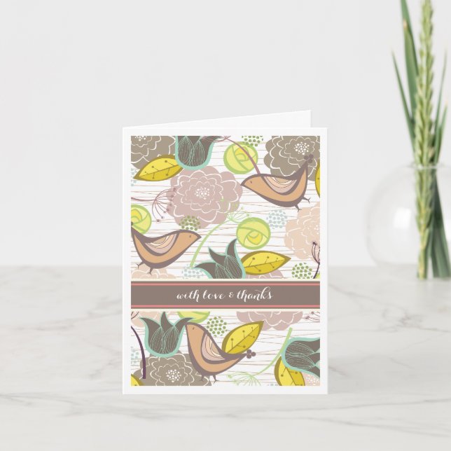 Sött fågelkort Blommigt Garden Tack Photo Card (Framsida)