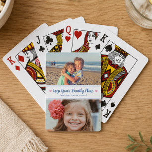 Sött Familje Två Foto Spel Kväll Minne Casinokort