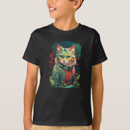 Sött fantasi-färgstänk kattdesign t shirt