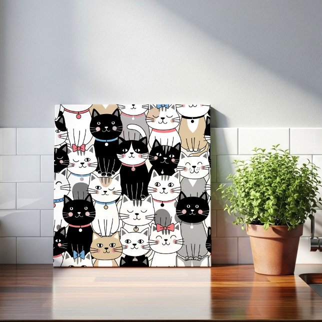 Sött fantasifullt kattmönster kakelplatta (Skapare uppladdad)