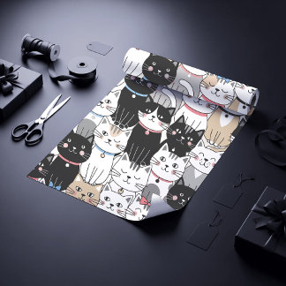 Sött fantasifullt kattmönster presentpapper