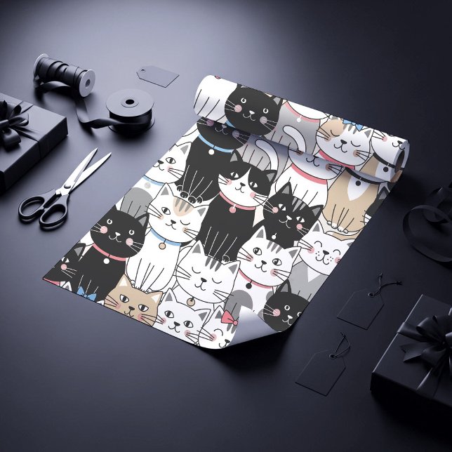 Sött fantasifullt kattmönster presentpapper (Skapare uppladdad)