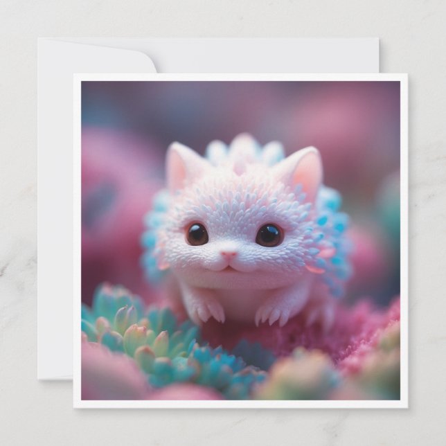 Sött Fantasy Creature Kawaii Magisk Husdjur  Inbjudningar (Framsida)