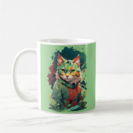 Sött Fantasy Färg Stänk Katt Design Kaffemugg