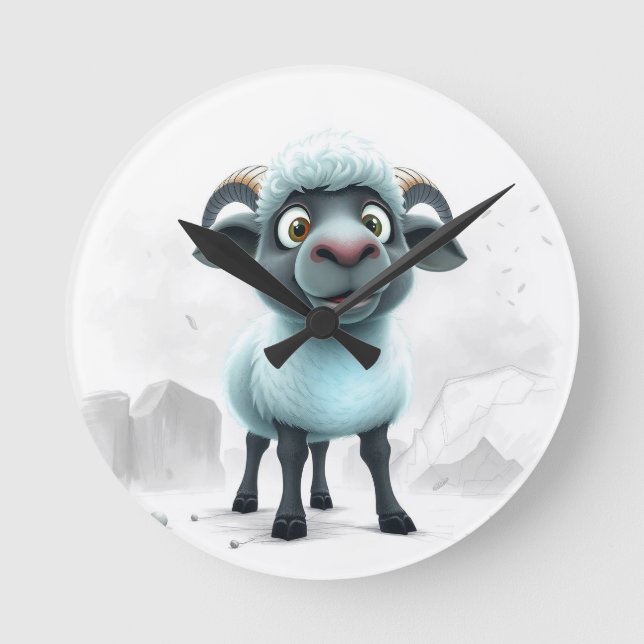 Sött Får Mysig Design Rund Klocka (Framsida)