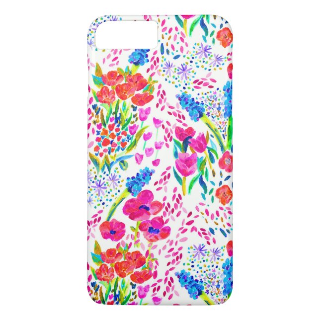 Sött färgglatt akvarell blommönster Case-Mate iPhone skal (Baksida)