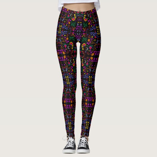 Sött färgglatt blommönster  leggings (Framsida)