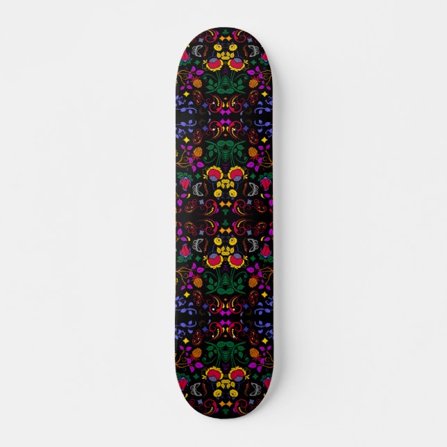 Sött färgglatt blommönster  mini skateboard bräda 18,5 cm (Framsida)