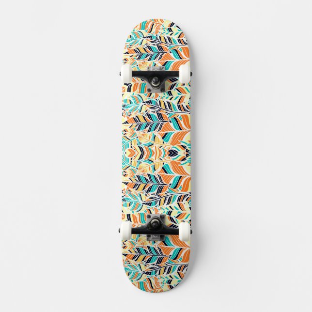 Sött färgglatt boho-bladmönster mini skateboard bräda 18,5 cm (Framsida)