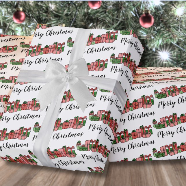 Sött Färgglatt God Jul Presentpapper (Cute Colorful Merry Christmas Wrapping Paper )