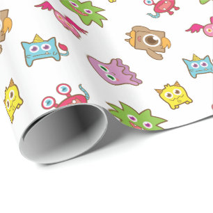 Sött färgglatt monster-mönster presentpapper