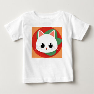 Sött Färgglatt Tecknat Kattansikte Barn Grafik T Shirt