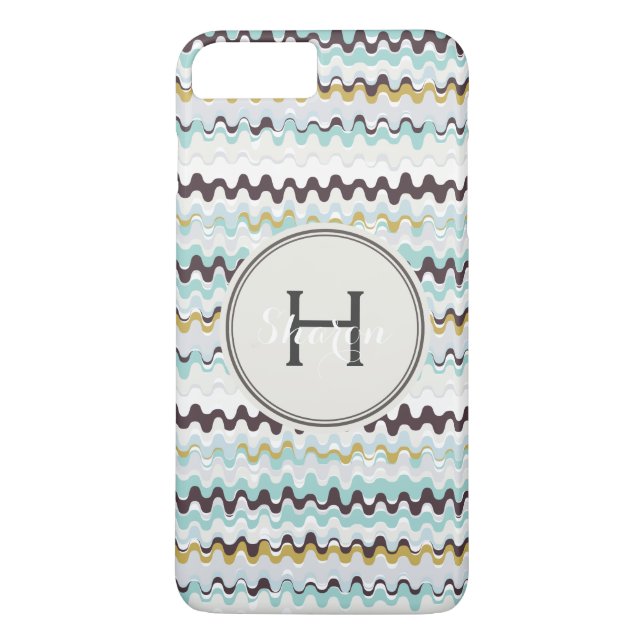 Sött färgglatt turkos abstrakt mönster monogram Case-Mate iPhone skal (Baksida)