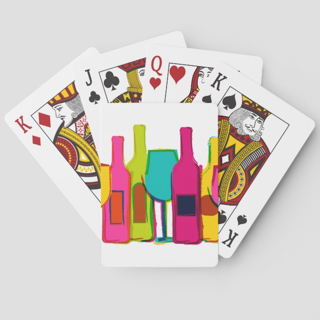 Sött färgglatt vinflaskmönster casinokort (Baksidan)