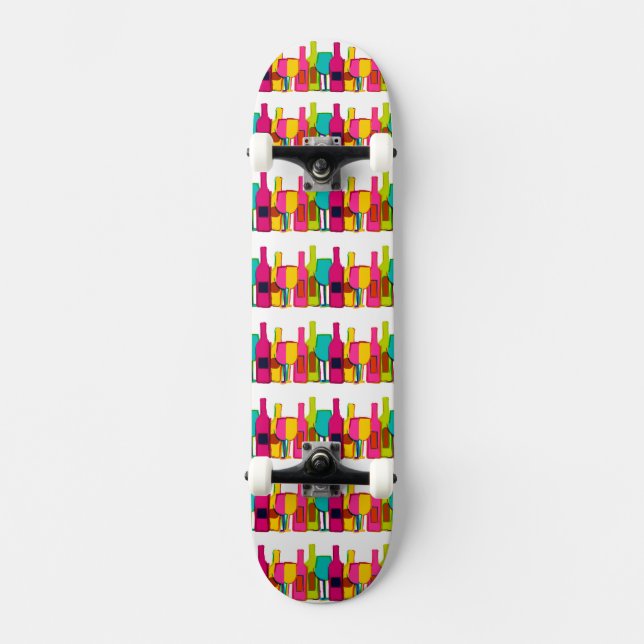 Sött färgglatt vinflaskmönster mini skateboard bräda 18,5 cm (Framsida)