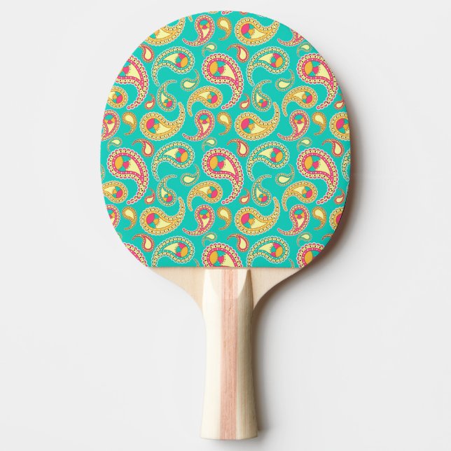 Sött färgglatt vintage paisley-mönster pingisracket (Framsidan)