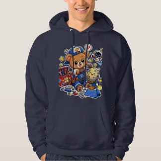 Sött Färgstarkt Teddybjörn Tecknad Hoodie Design