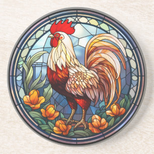 Sött fastfärgat glas Chickens Tupp Underlägg