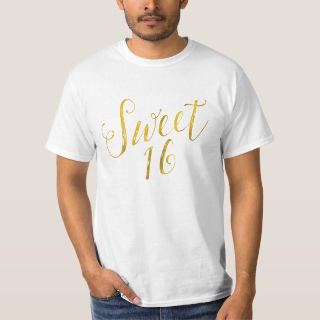 Sött Fauxguld för 16 citationstecken omkullkastar T Shirt (Framsida)