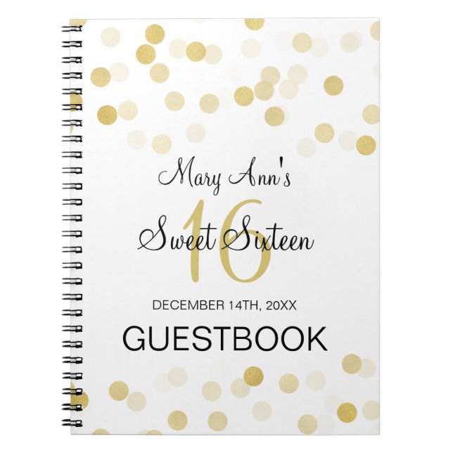 Sött Fauxguld för 16 Guestbook omkullkastar Anteckningsbok (Framsidan)
