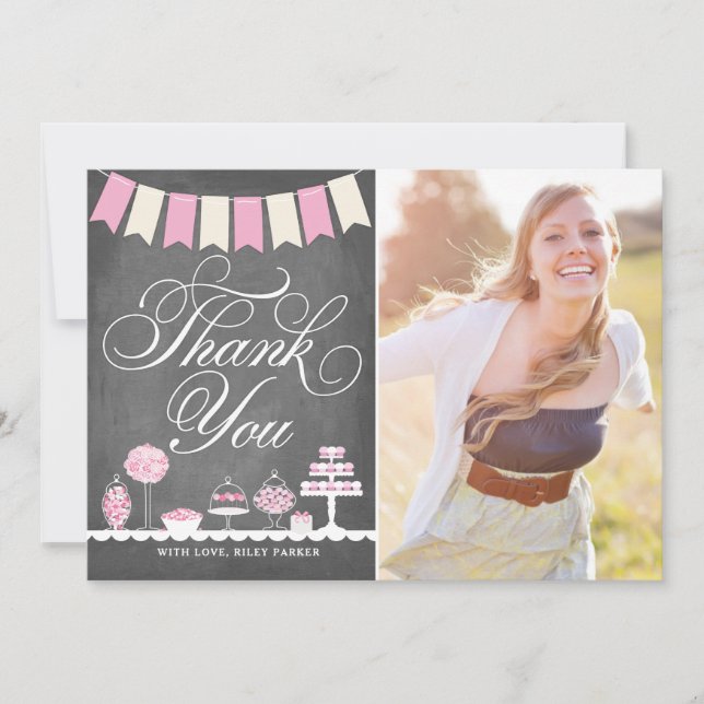 Sött festtack med fotoet tack kort (Framsida)