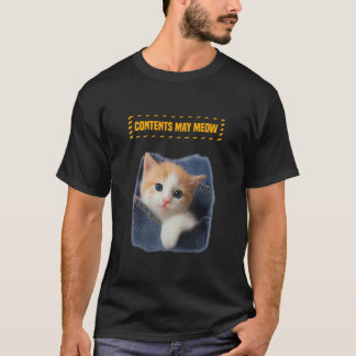Sött fickkattunge, rolig kattälskare grafik t shirt
