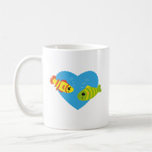 Sött Fiskpar Alla Hjärtans Dag Akvarium Kärlek Kaffemugg