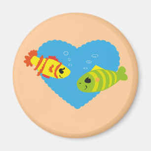 Sött Fiskpar Alla Hjärtans Dag Akvarium Kärlek Magnet