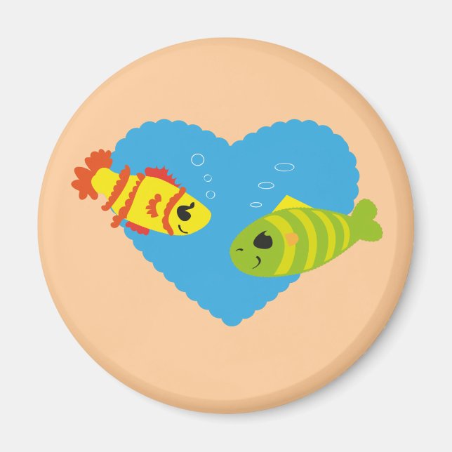 Sött Fiskpar Alla Hjärtans Dag Akvarium Kärlek Magnet (Framsidan)