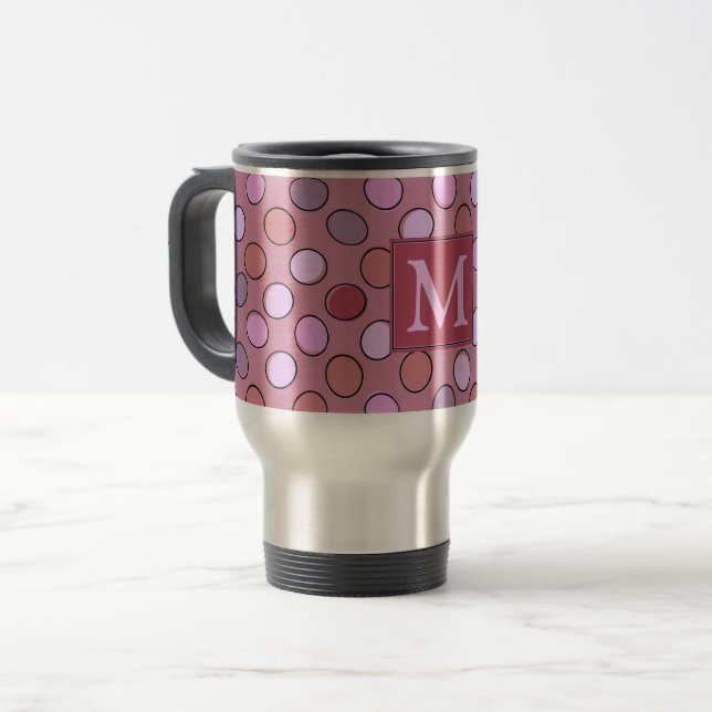 Sött fläckigt rosa mönster monogram resemugg (Framsida vänster)