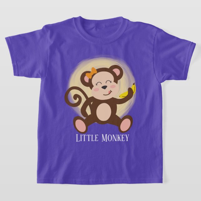 sött flicka lilla apa lägg till text t shirt (Laydown)