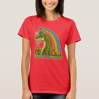 Sött flickigt dinosaurie enhörning regnbåge fantas t shirt
