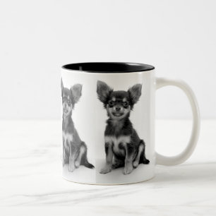 Sött Fluffigt Chihuahua Valpmönster Två-Tonad Mugg