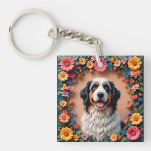 🐶 Sött Fluffigt Hund Blommig Porträtt För Husdjur