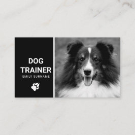 Sött Fluffigt Hund Foto Hundtränare Svart Och Vitt Visitkort