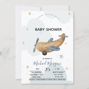 Sött flygplansleksak moln baby shower inbjudningar