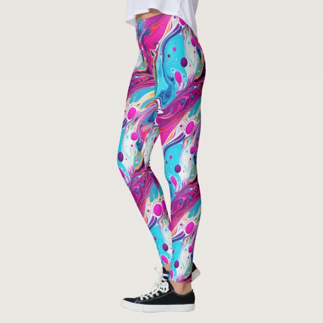 Sött flytande flöde kaklat mönster  leggings (Vänster)