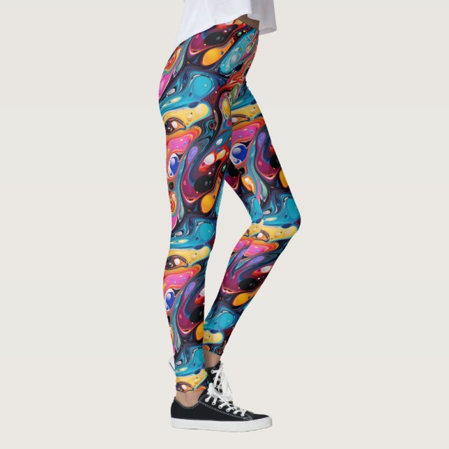 Sött flytande flöde kaklat mönster  leggings (Höger)