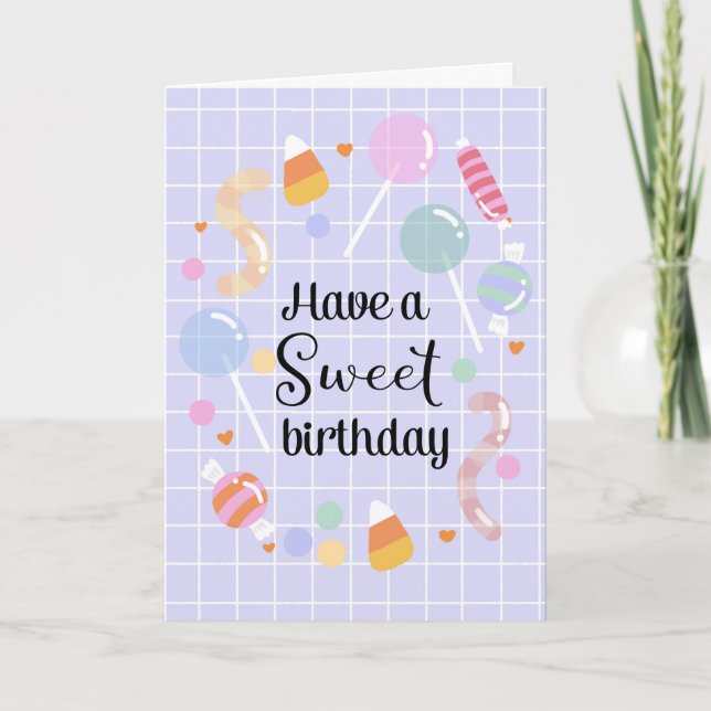 Sött födelsedagsgodis för barn Sweet 16  Kort (Framsida)