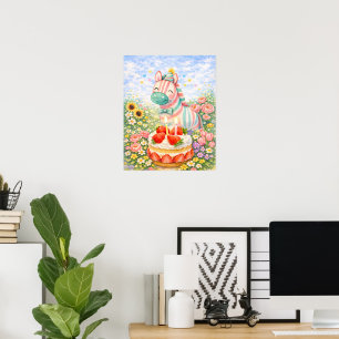 Sött födelsedagshästaffisch – Drömlik akvarell Poster